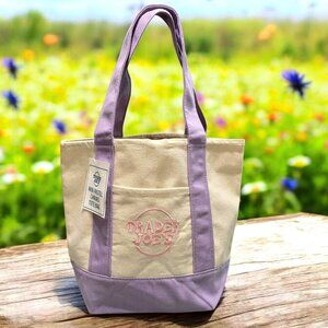 2026 Trader Joes Canvas Tote Bag Lavender Purple Reusable Grocery Food Book Sack